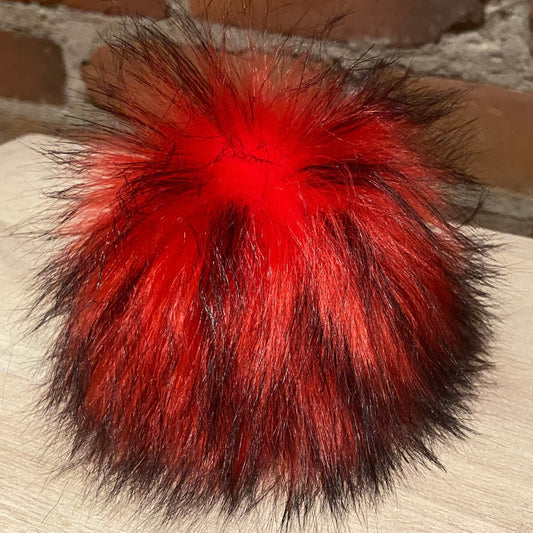 Fire Engine Red Faux Fur Pom Pom