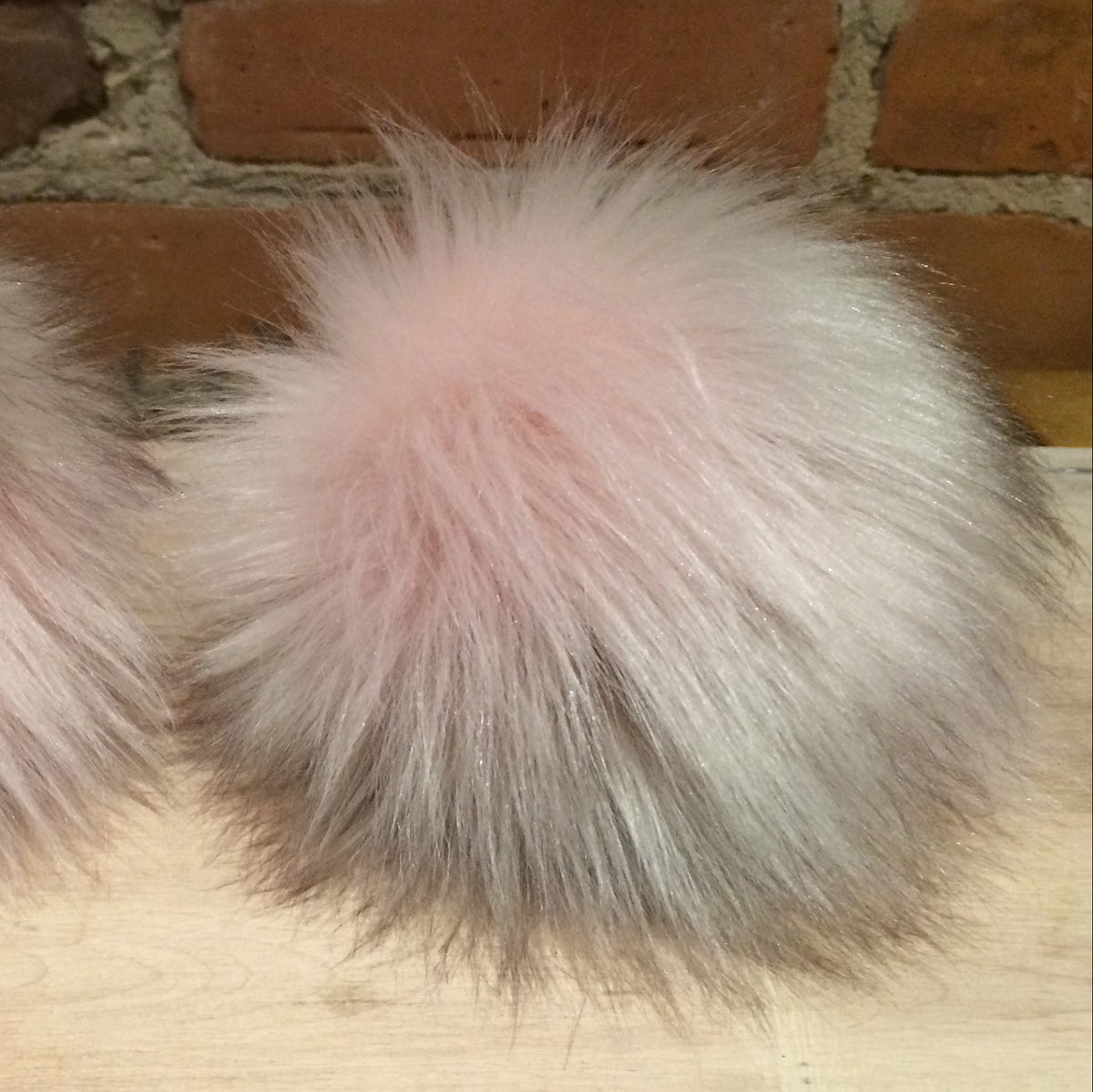 Pink Beige Pom Pom, Jumbo 6-Inch Faux Fox Fur Ball, Handmade Multi-Color Pearl Taupe and Lavender Pink Hat Pom, Detachable Hat Accessory, elle Vintage