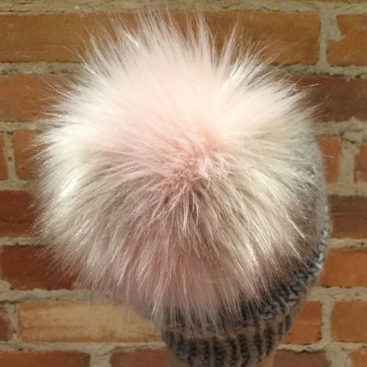 Pink Beige Pom Pom, Jumbo 6-Inch Faux Fox Fur Ball, Handmade Multi-Color Pearl Taupe and Lavender Pink Hat Pom, Detachable Hat Accessory, elle Vintage