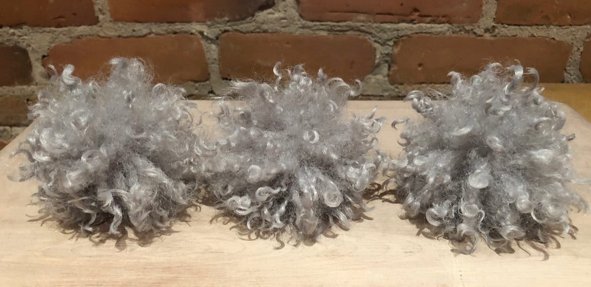 Grey Curly Lamb Hat Pom, 3.5 Inch