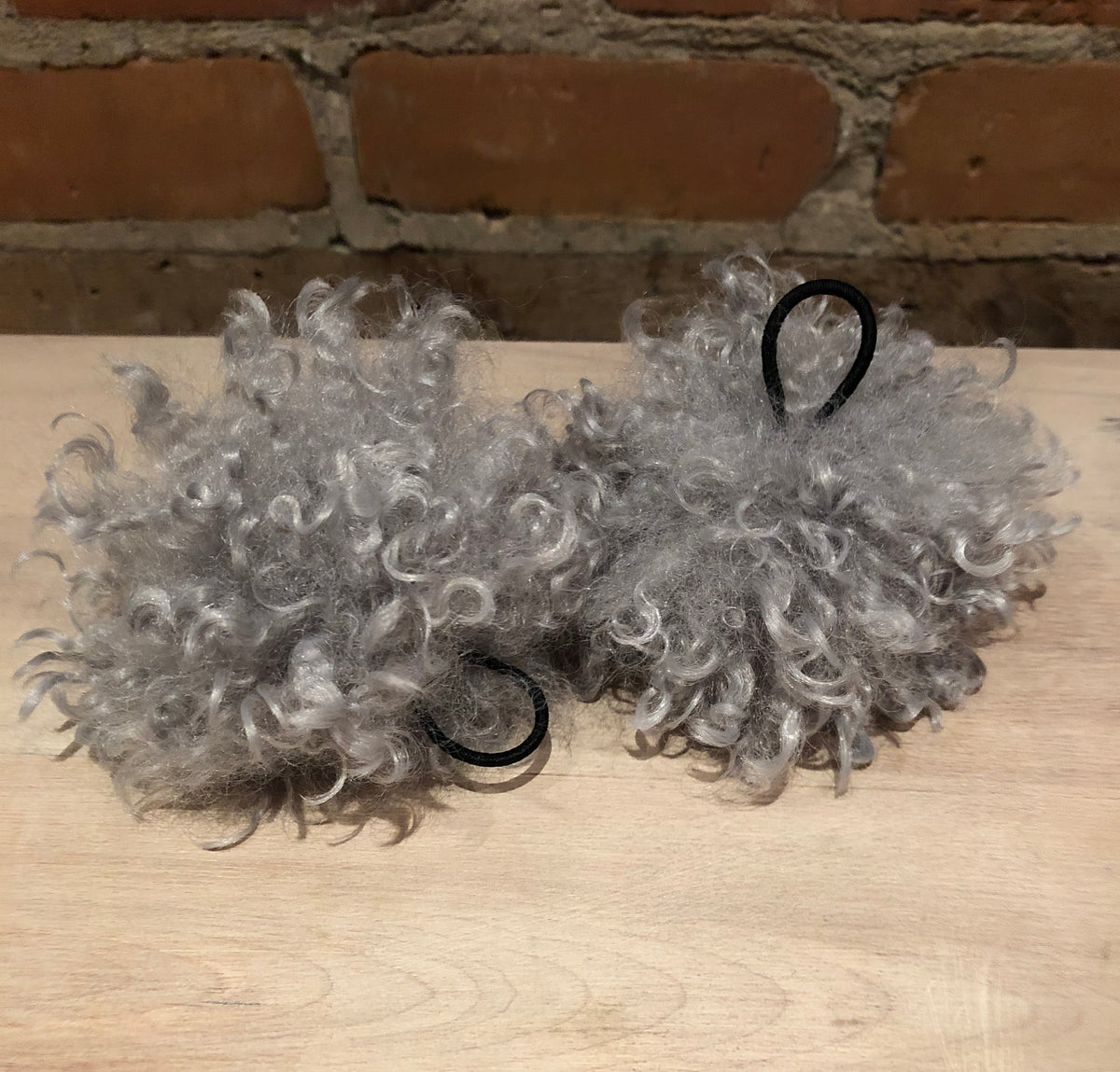 Grey Curly Lamb Hat Pom, 3.5 Inch