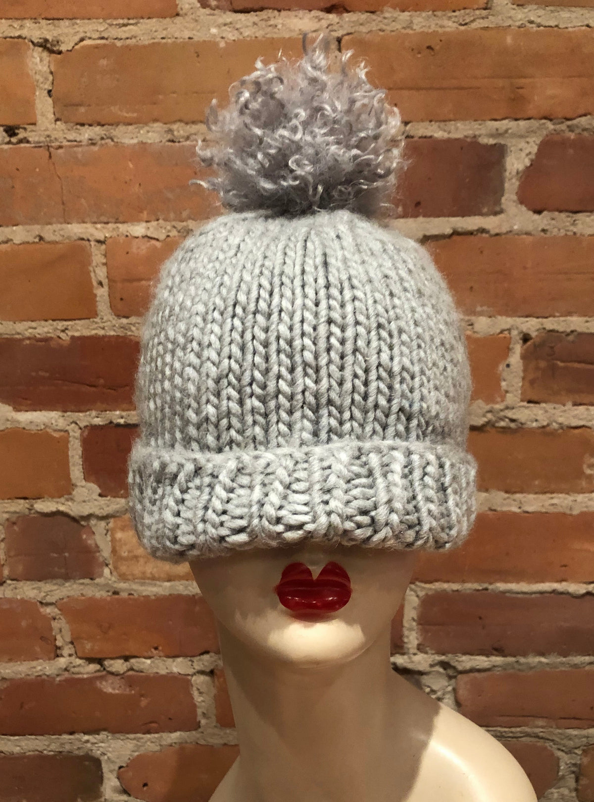 Grey Curly Lamb Hat Pom, 3.5 Inch