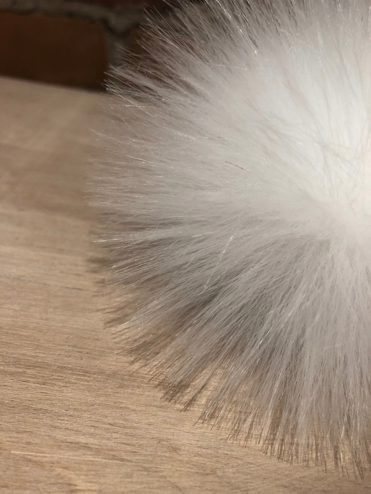 Sugar White Faux Fur Knit Hat Pom, 3.5 Inch
