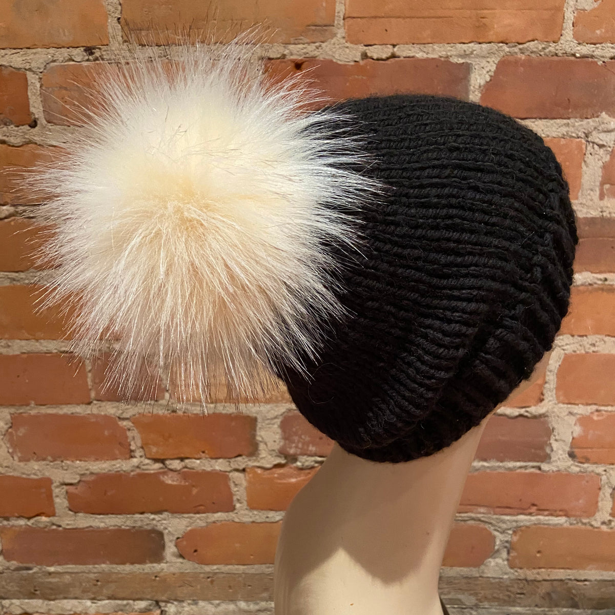 Ivory Peach Raccoon Faux Fur Pom - 6 Inch