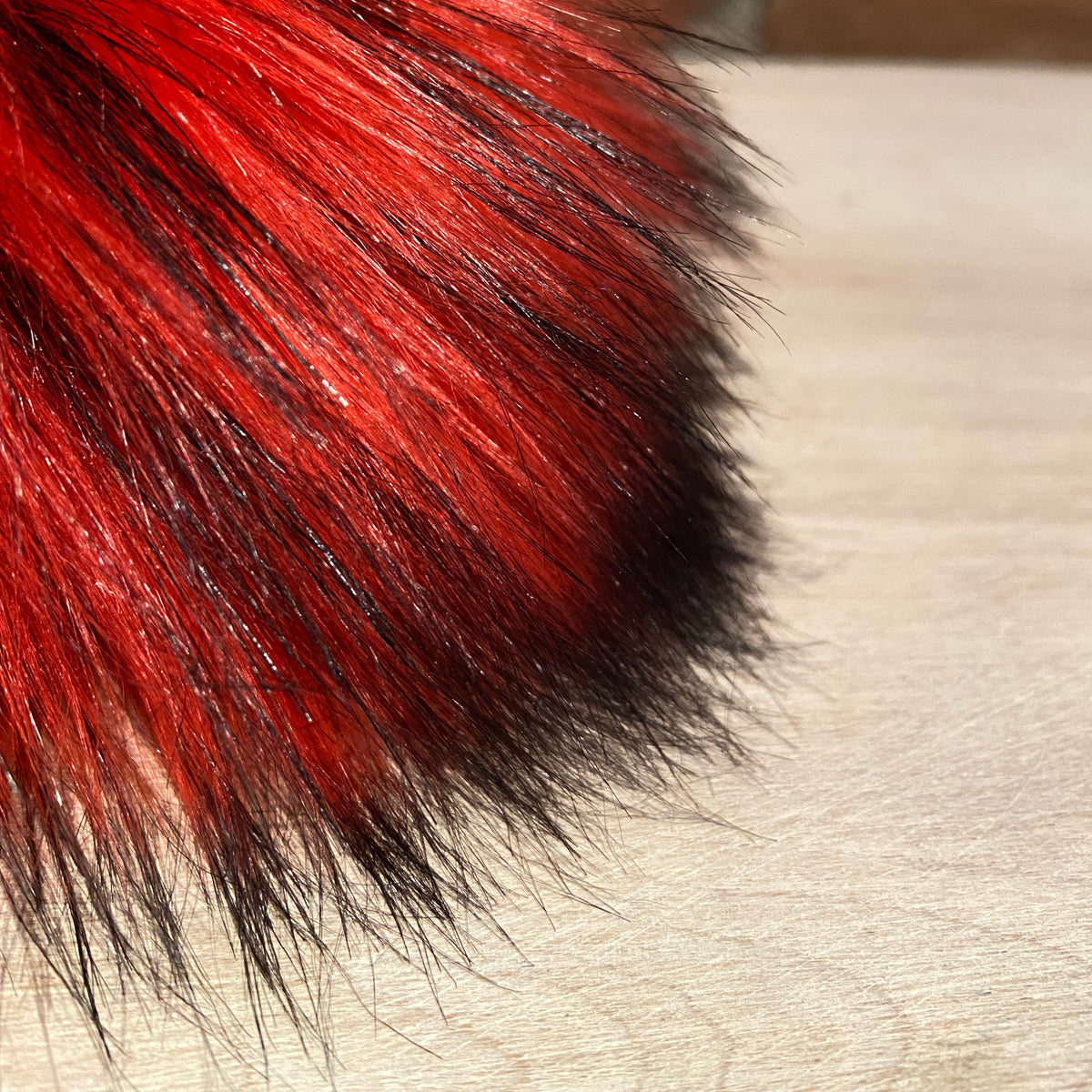 Red Finn Raccoon Faux Fur Pom, 3.5 Inch