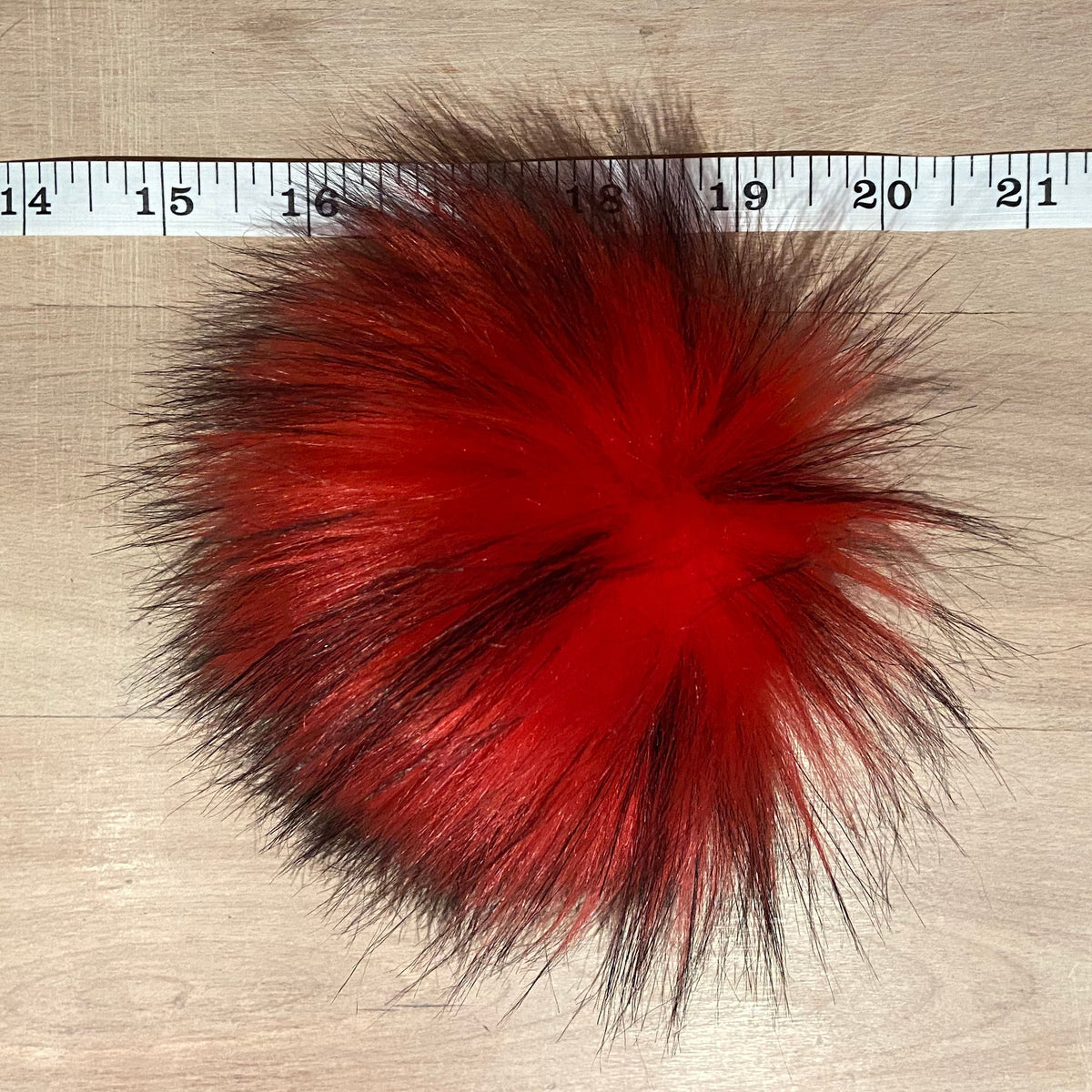 Red Finn Raccoon Faux Fur Pom, 3.5 Inch