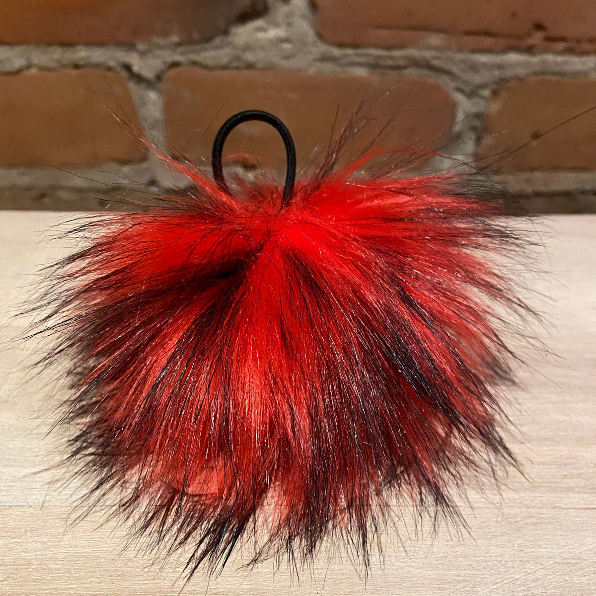 Red Finn Raccoon Faux Fur Pom, 3.5 Inch