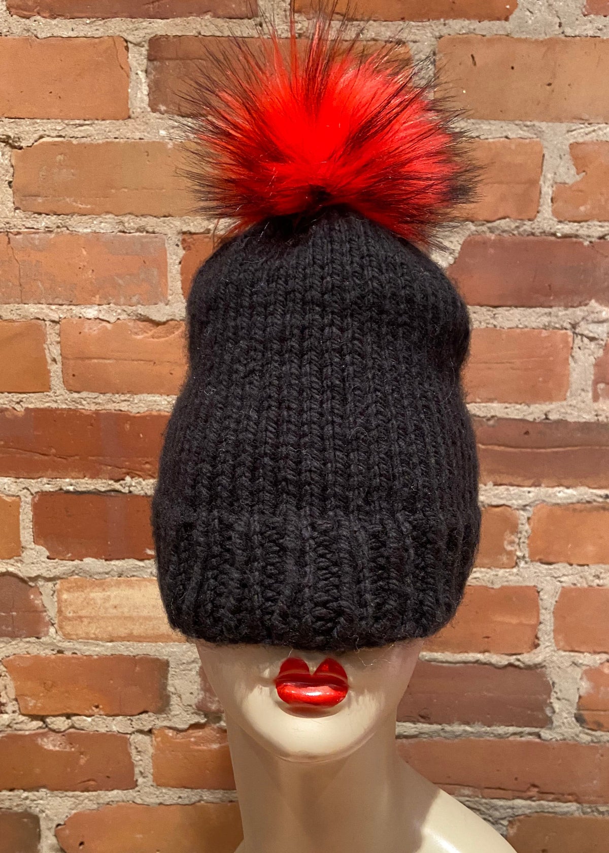 Red Finn Raccoon Faux Fur Pom, 3.5 Inch