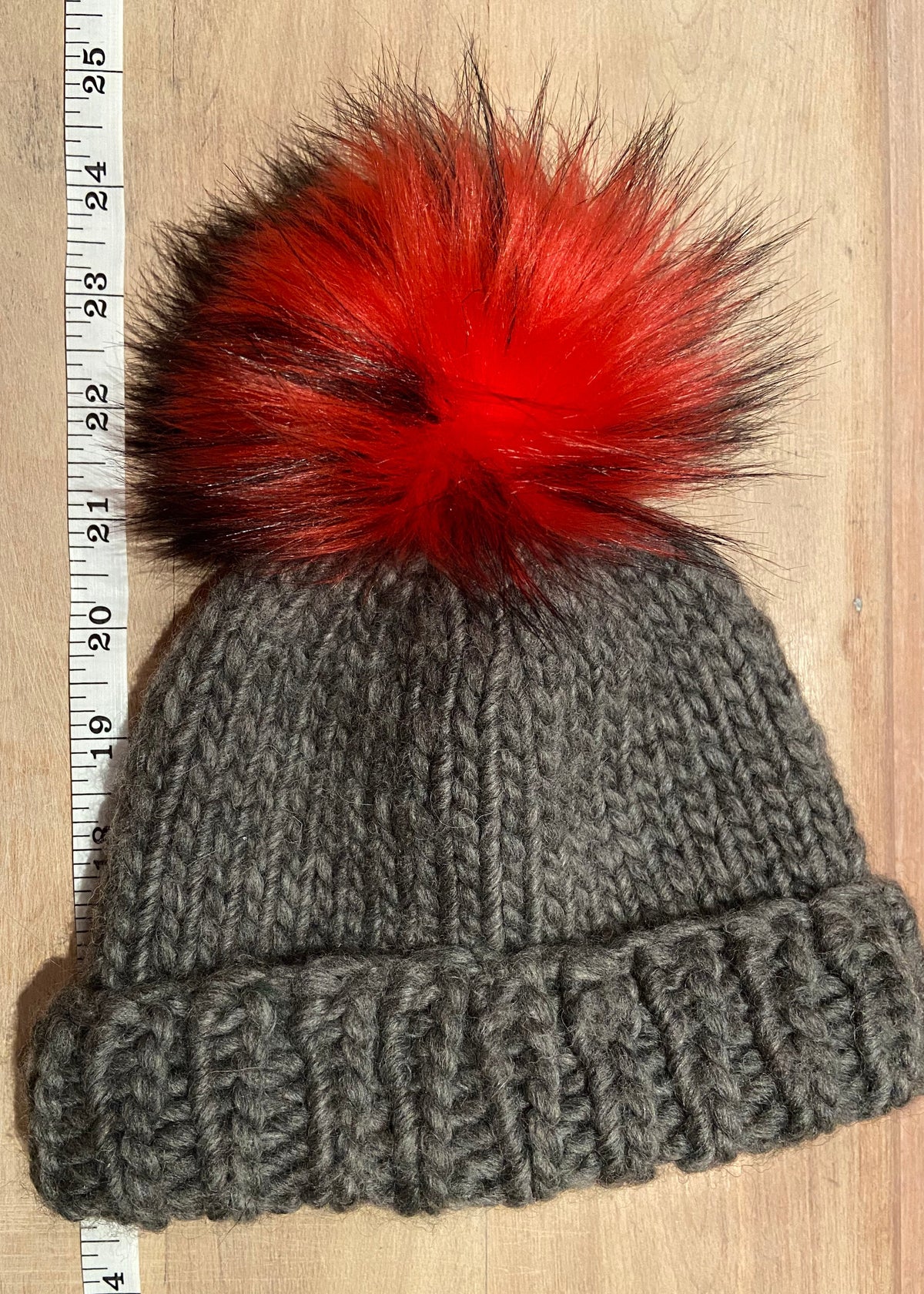 Red Finn Raccoon Faux Fur Pom, 3.5 Inch