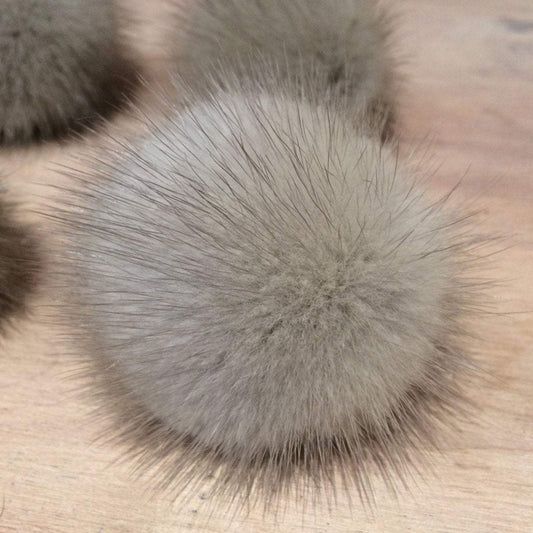 Silver Grey Mini Mink Pom, 2 Inch