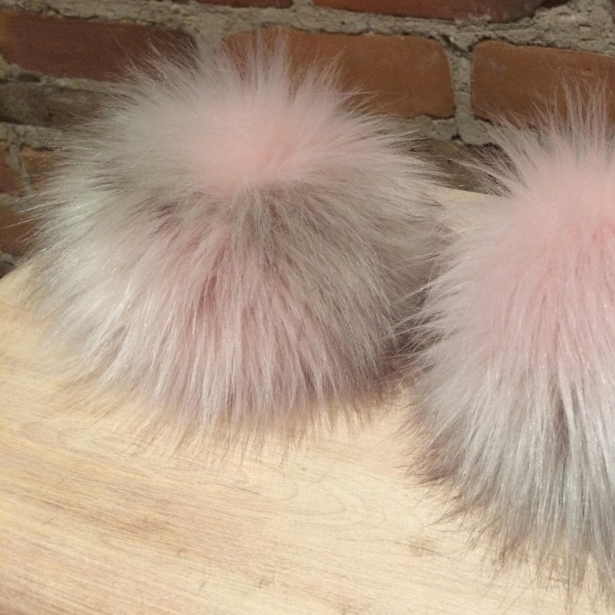 Pink Beige Pom Pom, Jumbo 6-Inch Faux Fox Fur Ball, Handmade Multi-Color Pearl Taupe and Lavender Pink Hat Pom, Detachable Hat Accessory, elle Vintage