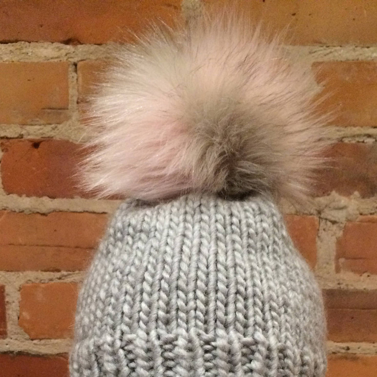 Pink Beige Pom Pom, Jumbo 6-Inch Faux Fox Fur Ball, Handmade Multi-Color Pearl Taupe and Lavender Pink Hat Pom, Detachable Hat Accessory, elle Vintage