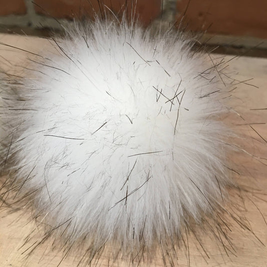 Pure White Faux Fur Winter Hat Embellishment with Black Fleck Accents