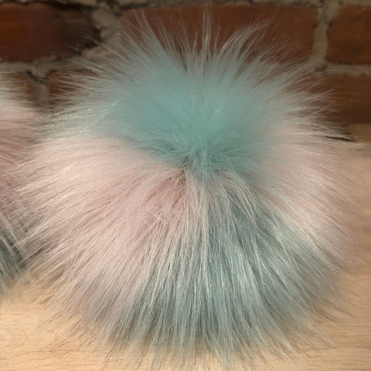 Green Pink Pom for Your Knit Hat, Peppermint Green and Lavender Pink Mint Multi-Color Faux Fur Pom, Knitting Inspiration, Detachable Hat Pom