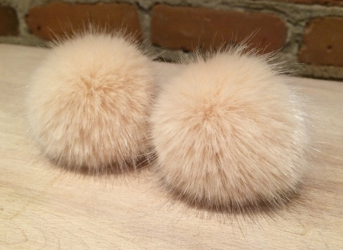 Peach Mink Faux Fur Pom, 2.5 Inch
