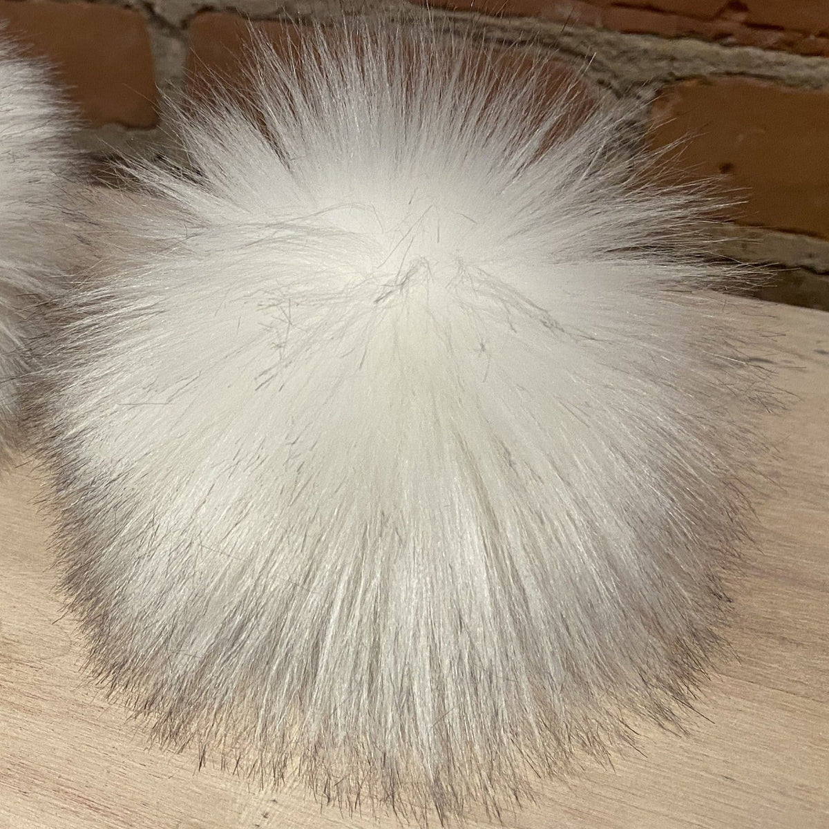 Salt and Pepper White Faux Fur Hat Pom
